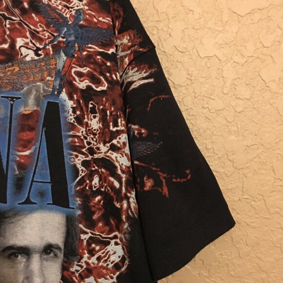 Nirvana Kurt Cobain Flame All Over Print AOP Black T-Shirt XL Tultex - Picture 2 of 6